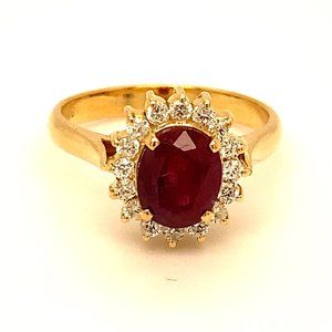 Certified Hunza Ruby 2.94ct Diamonds 18K Gold Ring